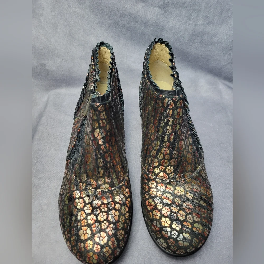 Alegria Hannah Autumn Poppy‎ Ankle Boots Metallic Ruffle EU Size 40 / US 10 - Picture 3 of 8